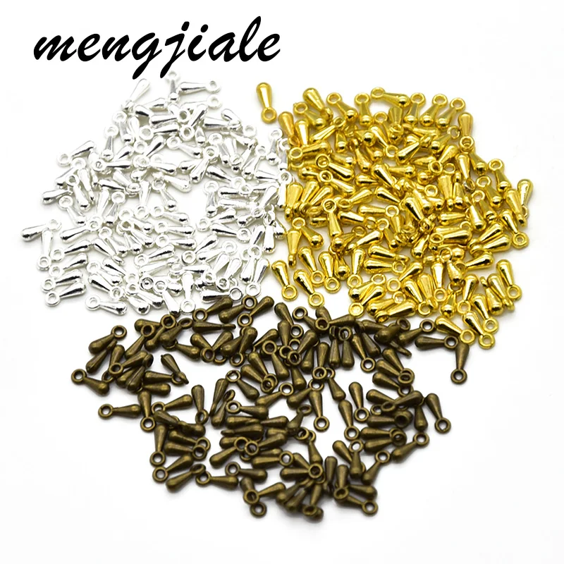 

200pcs Three Color Teardrop Charms Zinc Alloy Metal Chain Extender Drop For DIY Handmade Accessories Jewelry Findings 6*3mm