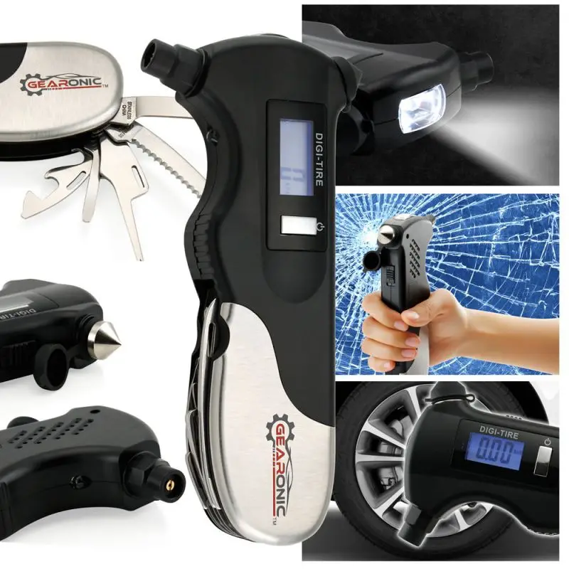 Limited Offer for  OELL Multifunctional Car Window Breaker Seat Belt Cutter Detector Car Digital Tire Pressure Gauge F