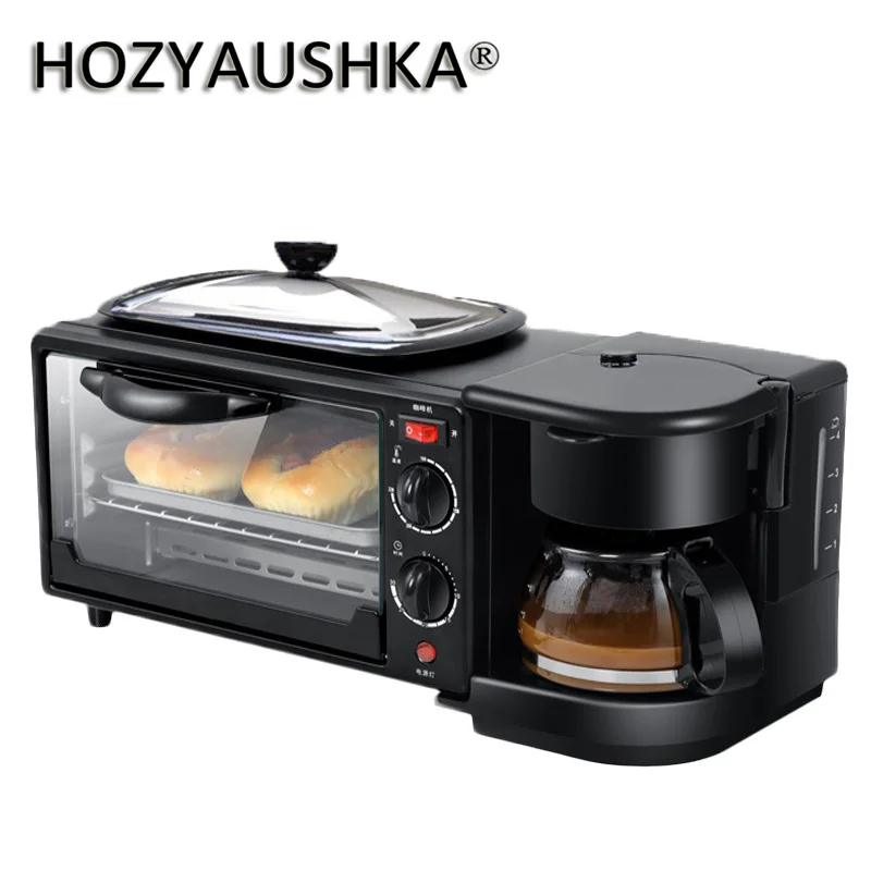 3 в 1 машина для завтрака 600w Кофе горшок + 750w тэппанъяки духовка выпечки хлеба