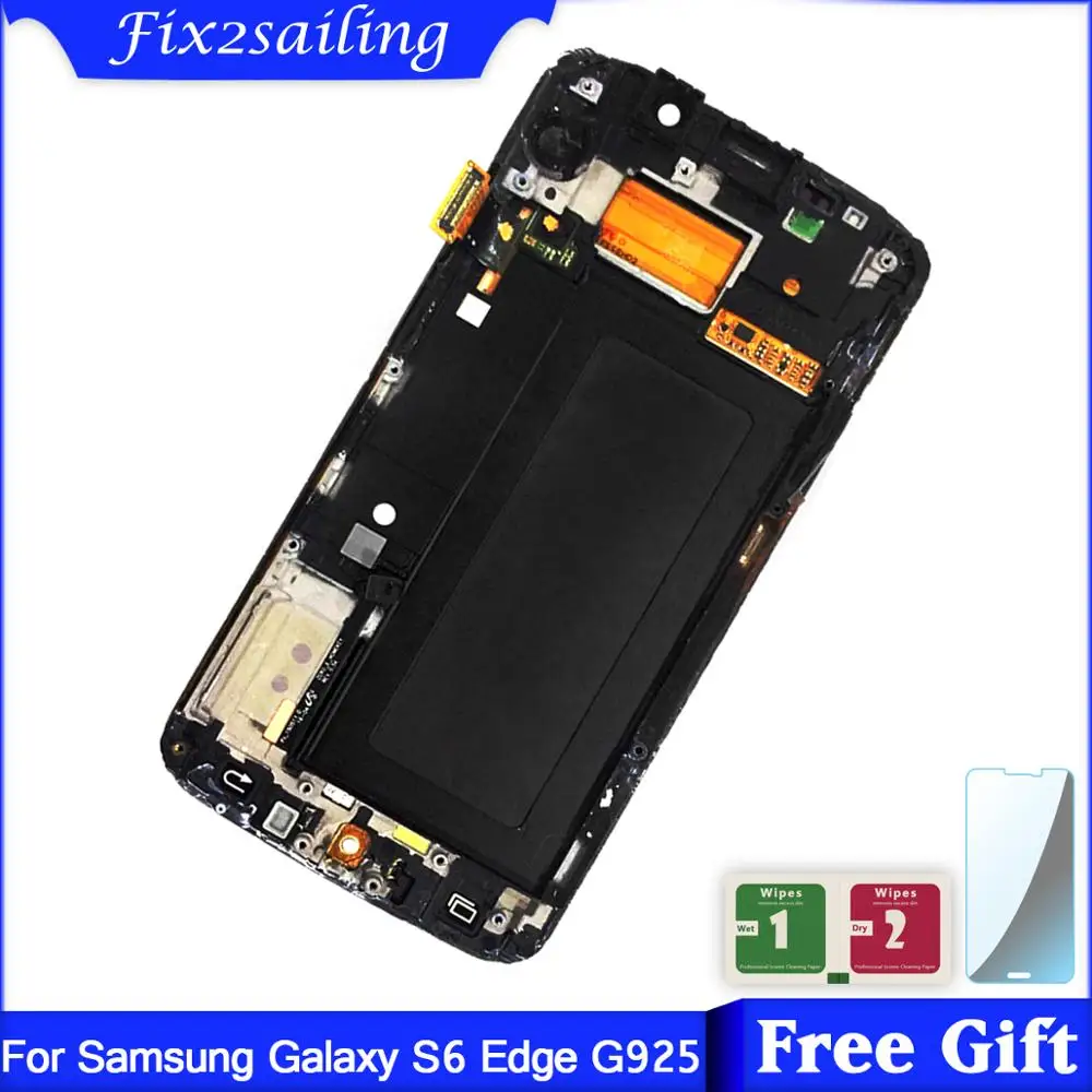 Super AMOLED дисплей для Samsung Galaxy S6 Edge G925 G925F G925A ЖК-дисплей + сенсорный экран с рамкой