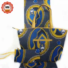 SISI африканская восковая Сумочка, комплект, африканская сумка с принтом, настоящая вощеная ткань Анкара, 6 ярдов, хлопок, Модные женские вечерние
