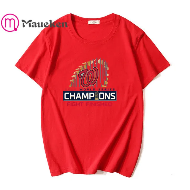 nationals world series champions T-Shirt Men Short Sleeve cotton O Neck T shirts for washington fans gift 004 - Цвет: RED