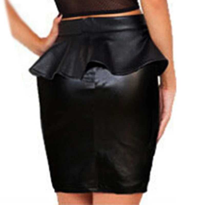Офисная Женская юбка, модная Рабочая мини-юбка, повседневная кожаная плиссированная облегающая женская юбка 2019