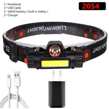  Zoomable Built-in Battery Camping Powerful LED Headlamp COB USB Rechargeable Headlight Waterproof Head Torch Head Lamp Lantern 