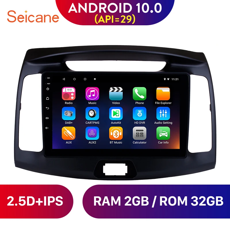 Автомагнитола Seicane 9 дюймов Android 10 0 GPS навигация четырехъядерный процессор Hyundai