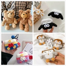 3D милый чехол для наушников для Airpods Pro Чехол мультяшный вязаный плюшевый чехол для Apple Airpods 3 Pro коричневый медведь Наушники Earpods чехол