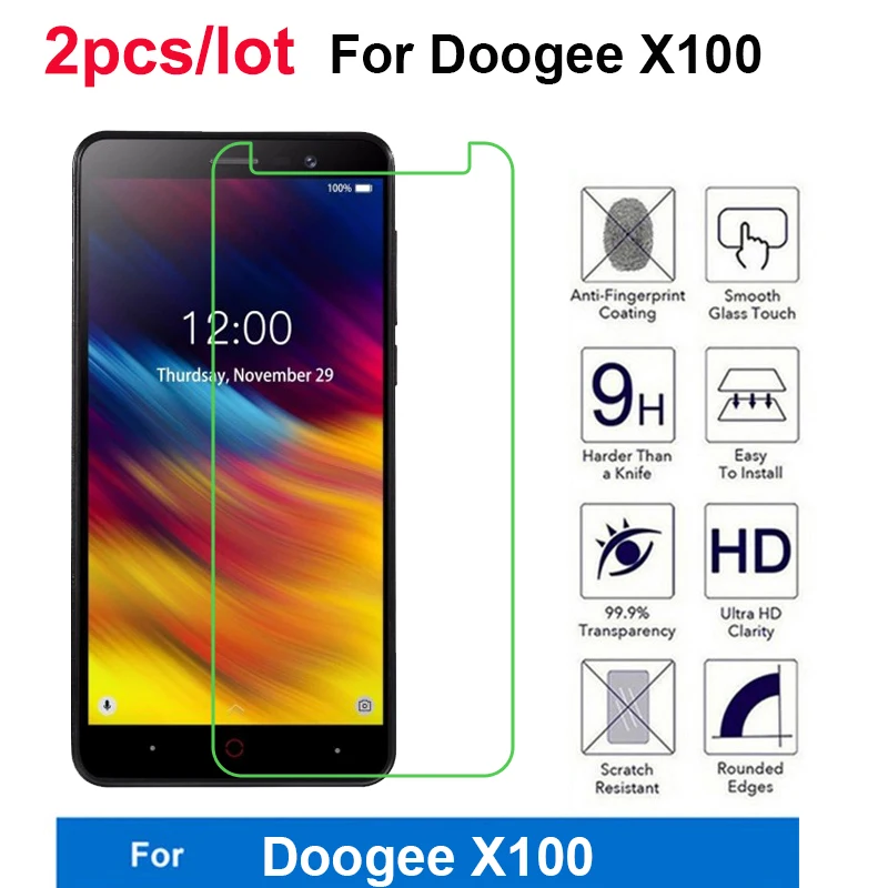 

2PCS Tempered Glass for Doogee X100 5.0 " Glass Scratch-proof Smartphone LCD Film For Doogee X100 Screen Protector