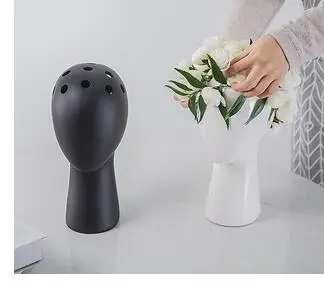 

CREATIVE NORDIC CERAMICS HUMAN HEAD ABSTRACT VASE FLOWER ARRANGEMENT ACCESSORIES PORTRAIT ROUND HOLE MODERN HOME DECORATION