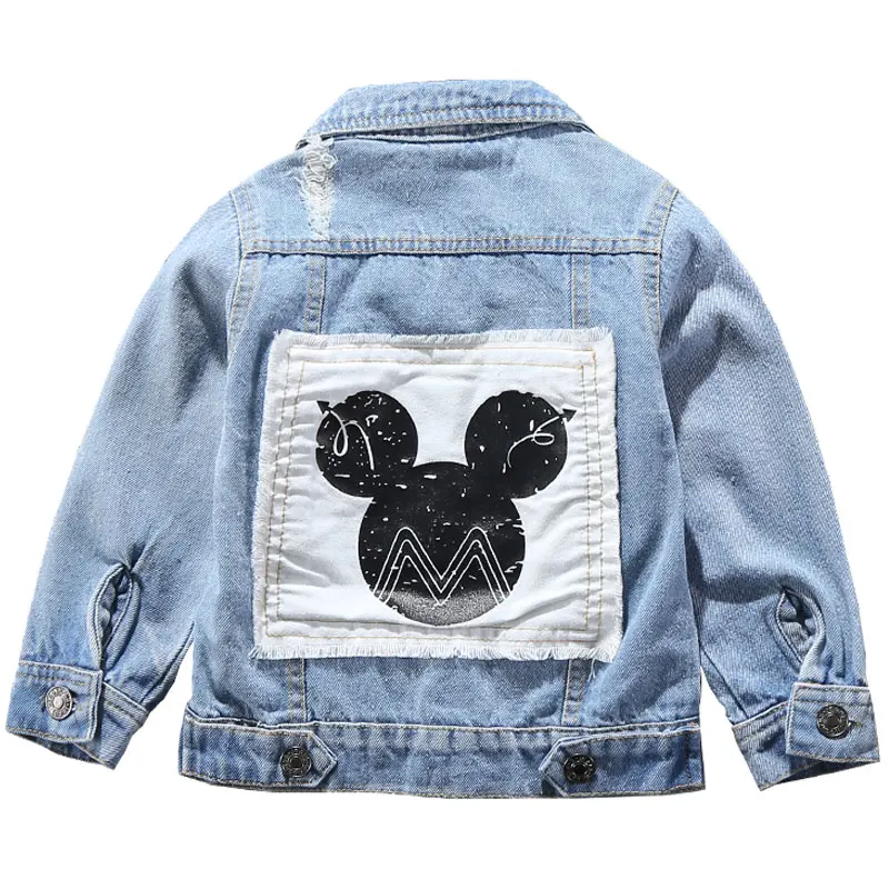 Mickey Denim Jacket For Boys Fashion Coats Children Clothing Autumn Baby Girls Clothes Outerwear Cartoon Jean Jackets Coat - Цвет: Темно-серый