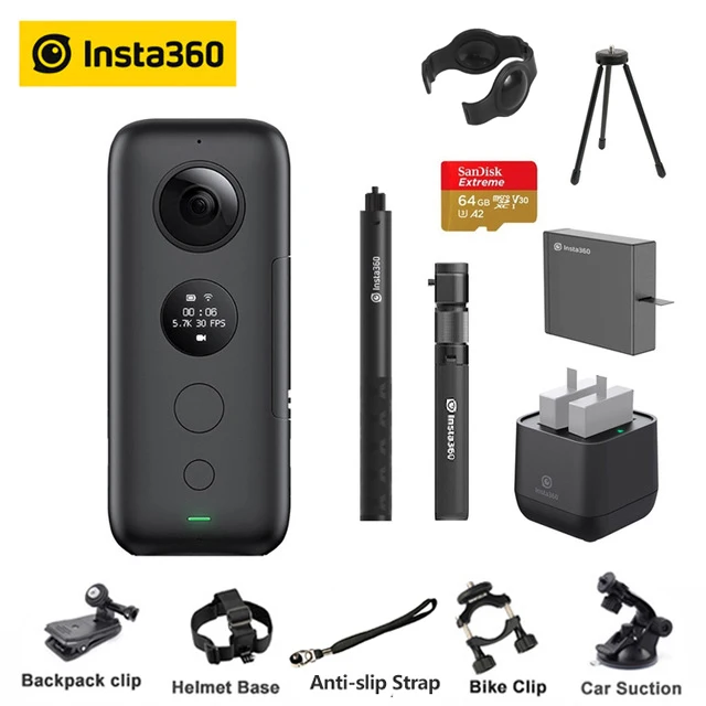 Insta360 One X Экшн-камера VR 360 панорамная камера для iPhone x xs Android 5,7 K видео 18MP невидимая селфи-палка Insta 360 - Цветной: whole set 1