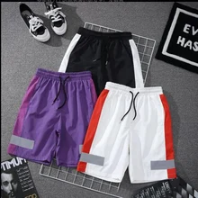 Летние светоотражающие шорты мужские светоотражающие модные шорты в стиле хип-хоп блестящие короткие штаны для пар