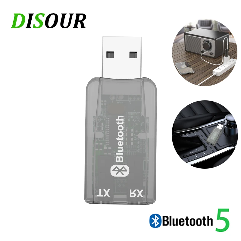 DISOUR 5,0 USB аудио Bluetooth передатчик приемник для ТВ автомобиля 3,5 мм AUX Стерео Musci 2 в 1 беспроводной адаптер Aptx USB ключ