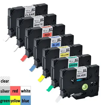 

7pcs TZe-131 tze231 tz431 tze531 tze631 TZe-731 tze931 12mm laminated label tape tze-231 brother P touch Pt-h105 Pt-h110 Pt-d210