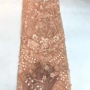 

Hot selling pink French Sequin lace fabric, the latest high-quality Sequin embroidery lace fabric FZ325
