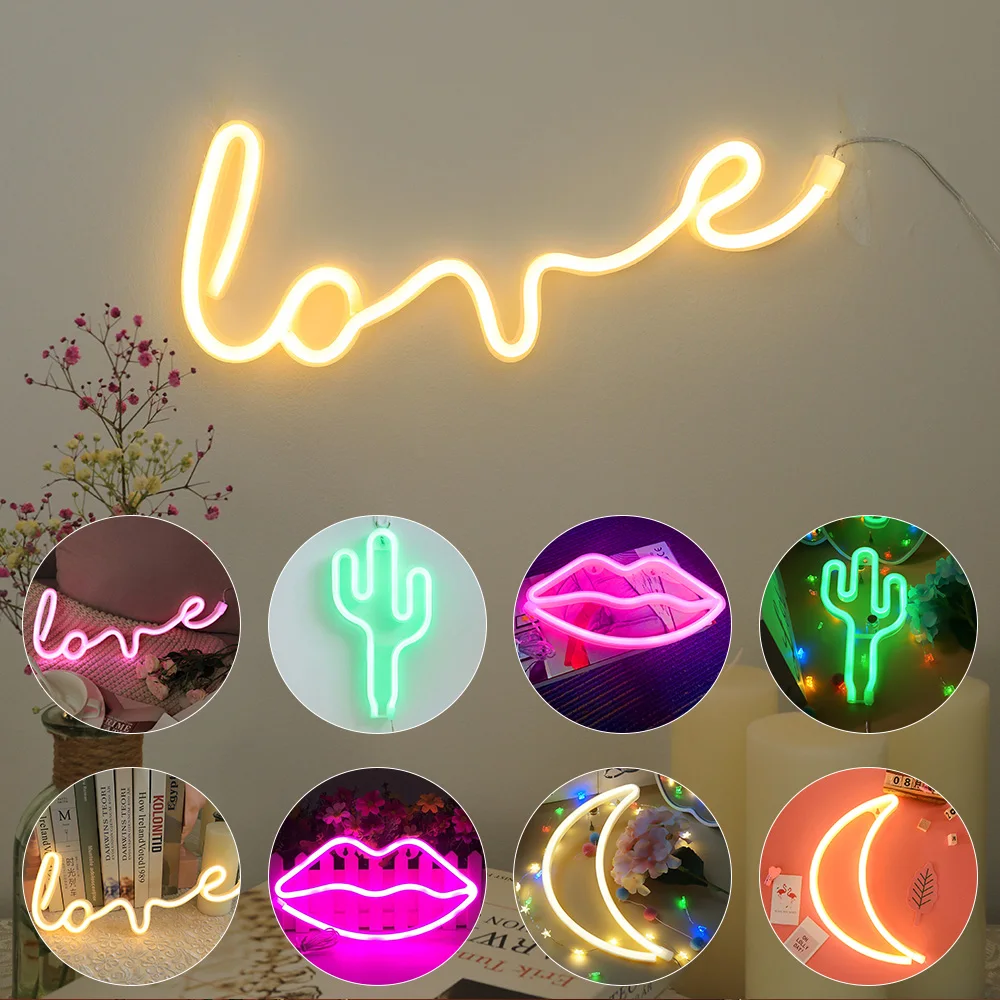 

LED Neon Sign Light Love Lightning Cloud Moon Neon Light Wall Word Poster Background Room Shop Xmas Decor Photography Prop D30