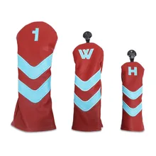 3Pcs/Set Golf Club Headcover for Driver Fairway Hybrid PU Leather Waterproof Big Stripes Golf Wood Head Cover Number Tag