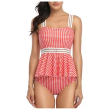 JAYCOSIN женский длинный купальник с точечным принтом женский клетчатый принт пуш-ап мягкий бюстгальтер пляжный комплект бикини купальник