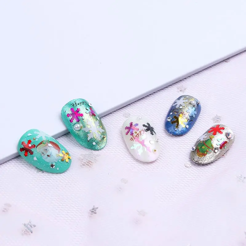 Снежинки Ломтики Блеск украшения для ногтей DIY модное рождественское очарование узоры для ногтей с блестками аксессуар
