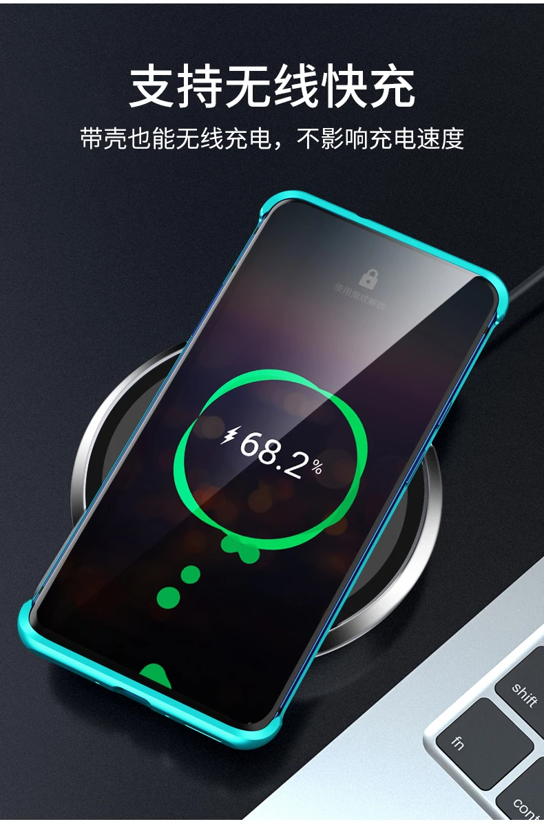 Тонкий безрамный металлический чехол для телефона Oneplus 7 Pro 1 + из закаленного