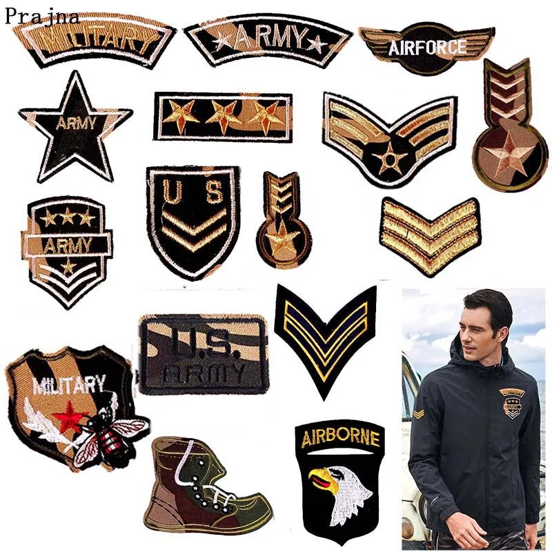 

Prajna Tactical Stripe Arm Badge Patch for Clothing Embroidered Iron on Patch to Cloth Military Patch DIY Army Badge Applique F