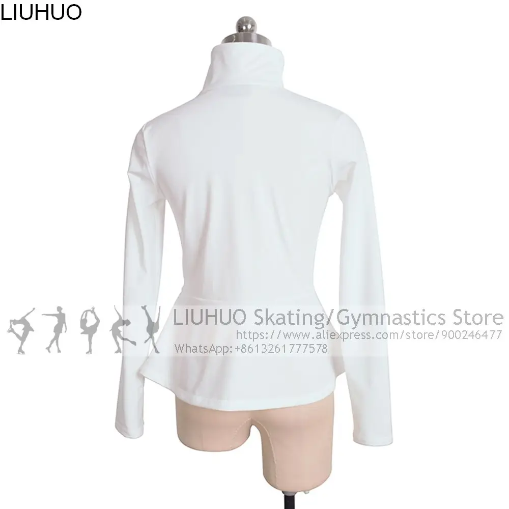 Figure Skating Jackets with Skirt Girls Children White Skiing Roller ice skating Tops for Skating Training Hoodie Practise
