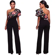 Women's Loose Pant Dashiki Sexy One Shoulder Embroidered Ruffle Wide Leg Jumpsuit Lady's Party Trousers DropShipping Women's Loose Pant Dashiki Sexy One Shoulder Embroidered Ruffle Wide Leg Jumpsuit Lady's Party Trousers DropShipping