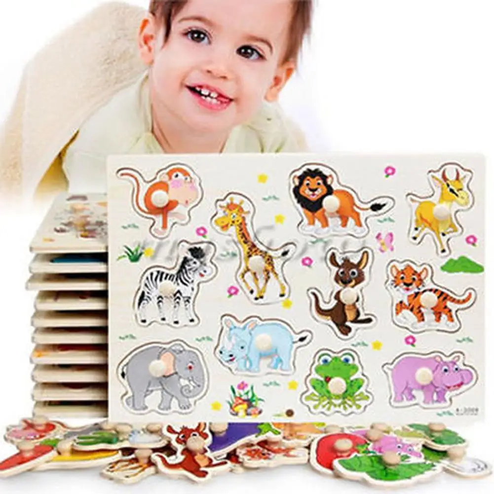 Деревянный пазл с подбором фигурок-головоломка, головоломки с животными, головоломки, развивающие игрушки подарки для малышей