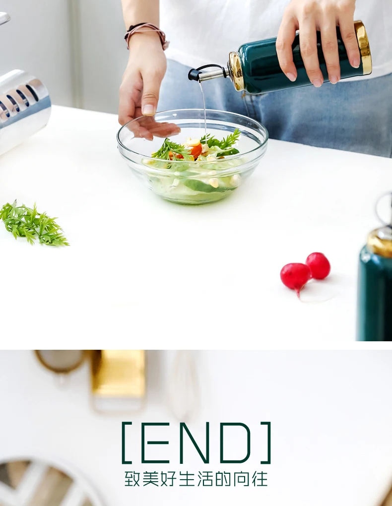 Скандинавский зеленый керамический масляный бак кухонные принадлежности касторовая соевая кастрюля для соуса бутылка для уксуса бутылки для специй кухонные банки для домашнего хранения