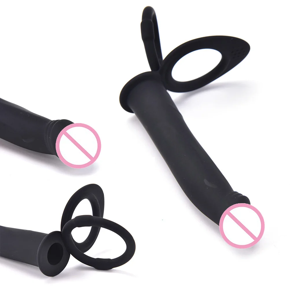 5.5'' Black Silicone Strap On Penis Anal Plug Vibrating Double Penetration Strapon Dildo Adult Sex Toys | Красота и здоровье