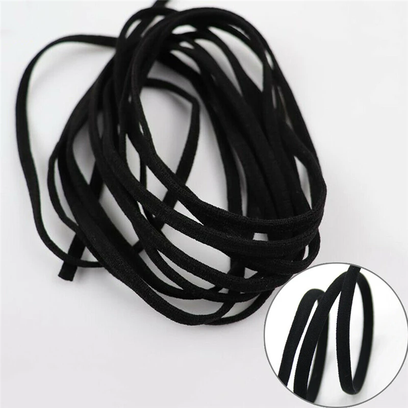 3mm Black Mask Elastic Band Rubber Rope Ear Hanging Rope Round Adjustable Handmade Soft Elastic Sewing Mask Garment Accessories