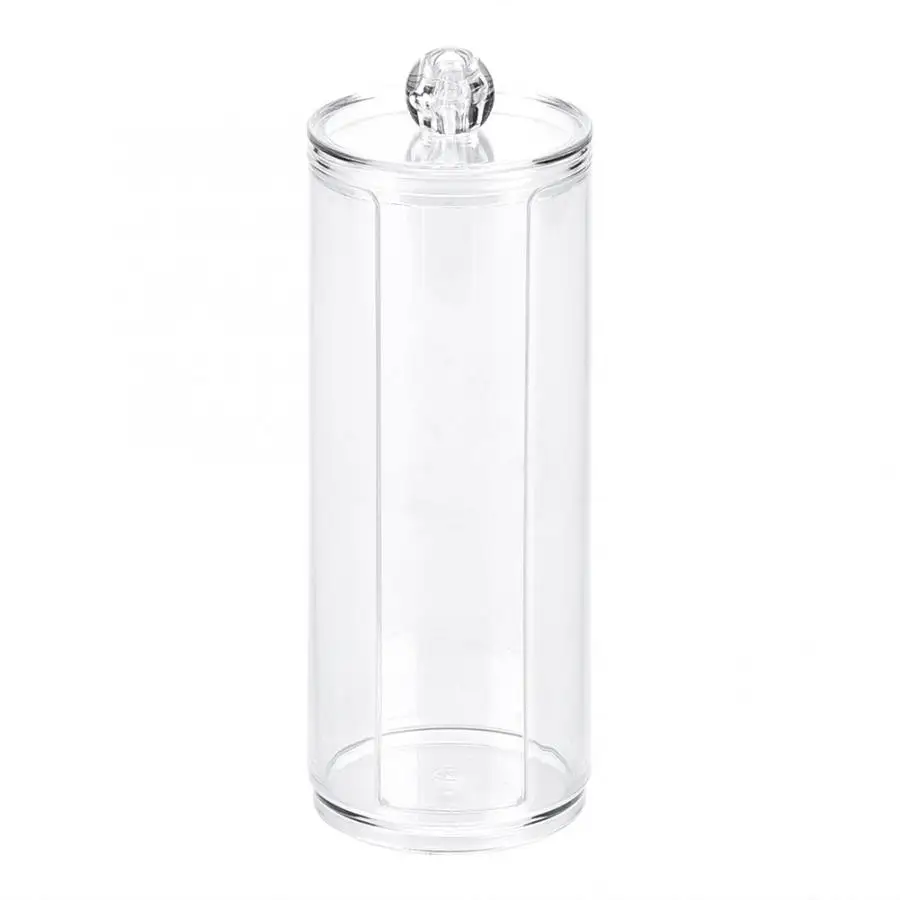 Transparent Round Acrylic Cotton Pad Storage Case Organizer Puff Holder Organizer Box Round Container