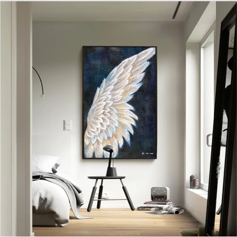 Скандинавском Стиле Золотые Крылья полотно с рисунком для декорирования стены художественное изображение для гостиной спальни ручная рисованная картина маслом