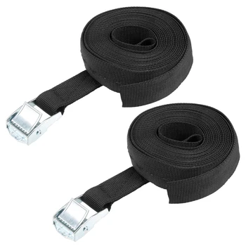 

uxcell 4M x 25mm Lashing Strap Cargo Tie Down Straps Buckle Up to 80Kg, Black, 2Pcs