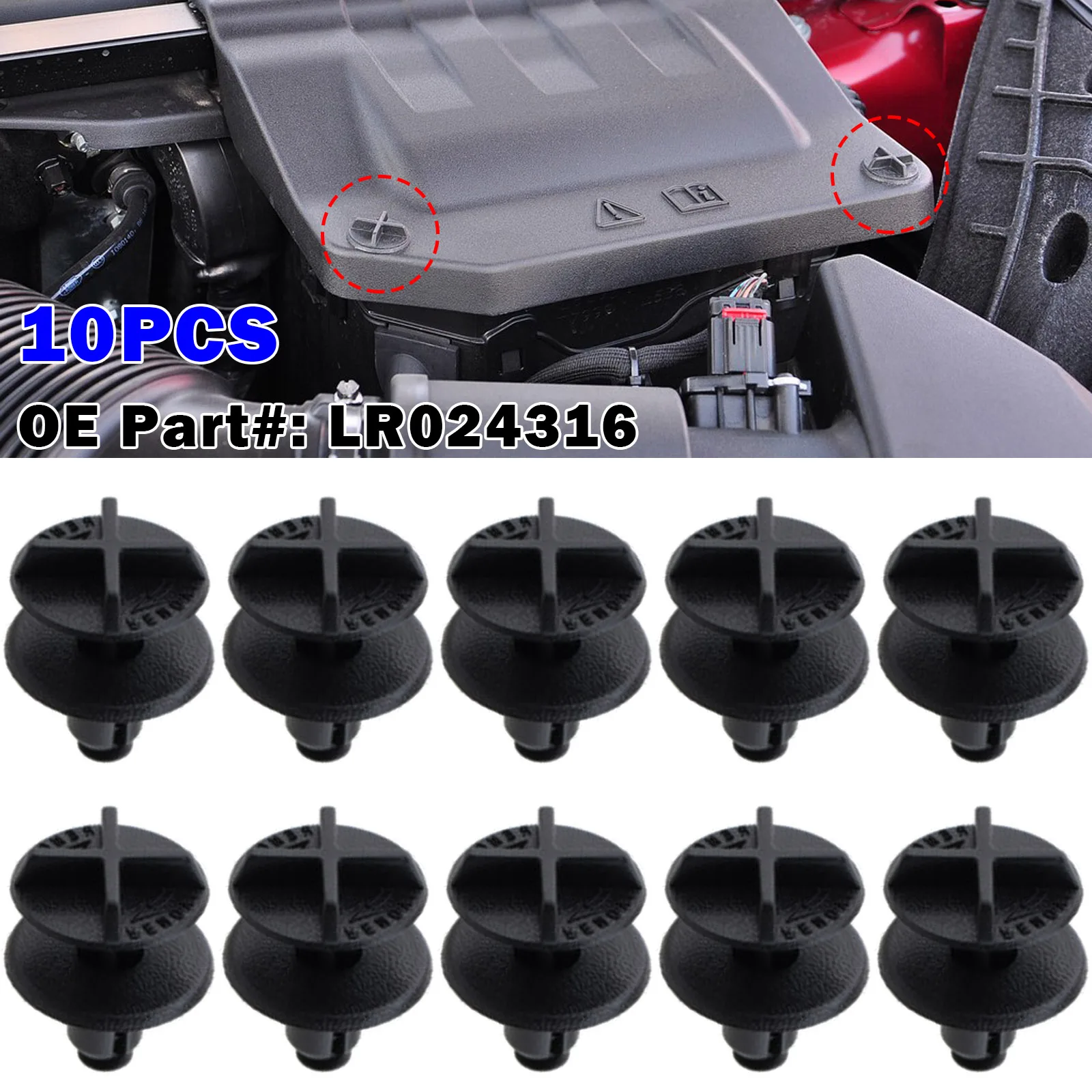 

10Pcs Nylon Battery Cover and Cowl Panel Clip Fasteners for Land Rover Range Rover Discovery Sport Evoque OE # LR024316