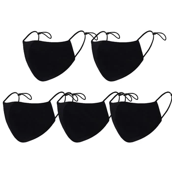 

5pcs Adult Black Mouth Mask Adjustable Dust Proof PM2.5 Mask Cotton Mouth Mask Washable Reusable Outdoor Face Masks