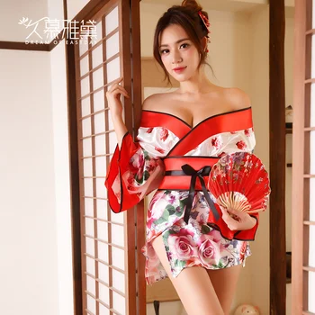 

DRAIMIO Sexy Kimono Nightgown Woman Japanese Floral Fashion Yakata Cardigan Haori Silk Sleepwear Leisure Wear Pajamas NJY0141