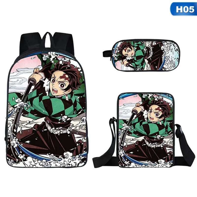 3 шт./компл. демон убийца: Kimetsu без Yaiba рюкзак модные женские туфли Для мужчин Школьные сумки Сумки для книг Водонепроницаемый дорожные сумки - Цвет: BG4256H05