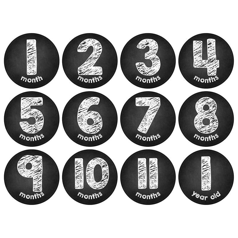 New 12 Pcs/Set Newborn Milestone Memorial Month Stickers Floral Baby Monthly Stickers Gift Photography Commemorative Card Number infant photos