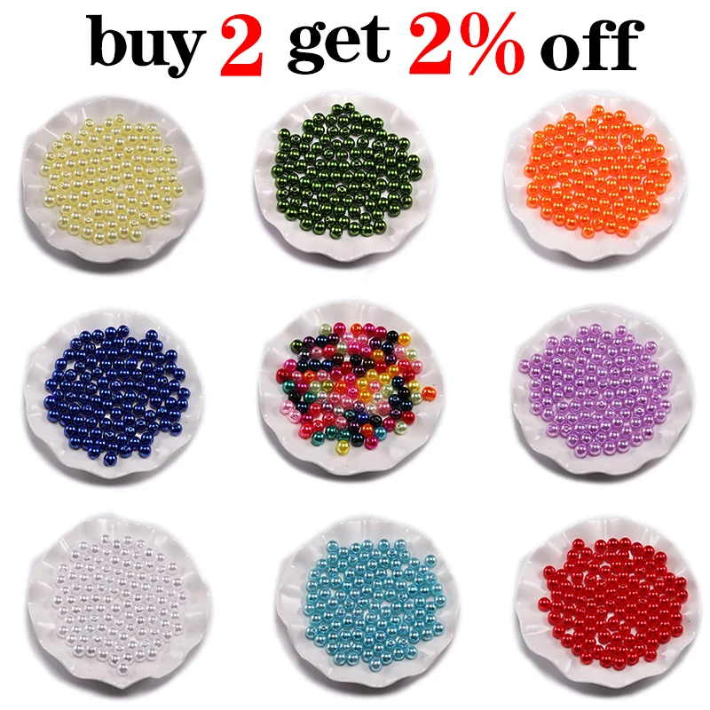 Loose Pearl Beads 4 6 8 10 12MM Hole ABS Imitation Simulated-pearl Round For DIY Jewelry Making