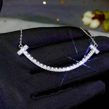 

crackling moissanite collarbone necklace with silver jewelry party anniversary gift style