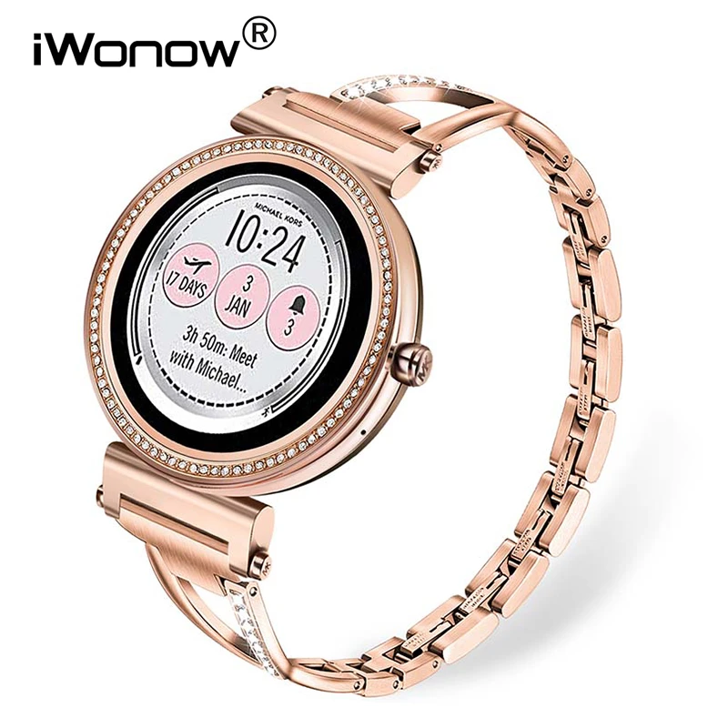 honning mover Hates Stainless Steel + Diamond Watchband for Michael Kors (MK) Women's Access  Sofie / Sofie HR / Runway Smart Watch Band Wrist Strap|Watchbands| -  AliExpress