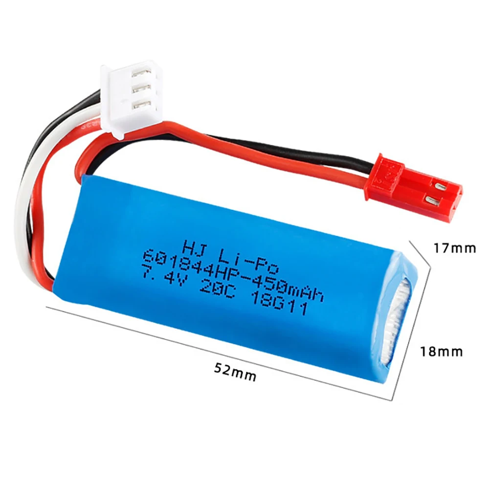 Batterie Lipo 7.4V 450mAh 20C avec chargeur équilibre pour WLtoys RC