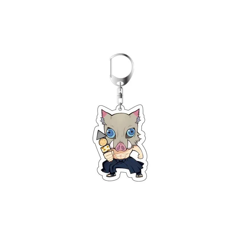 30Pcs/Lot Anime Keychains Demon Slayer Keychain Kimetsu No Yaiba Acrylic Key Ring for Women Man Gift Wholesale