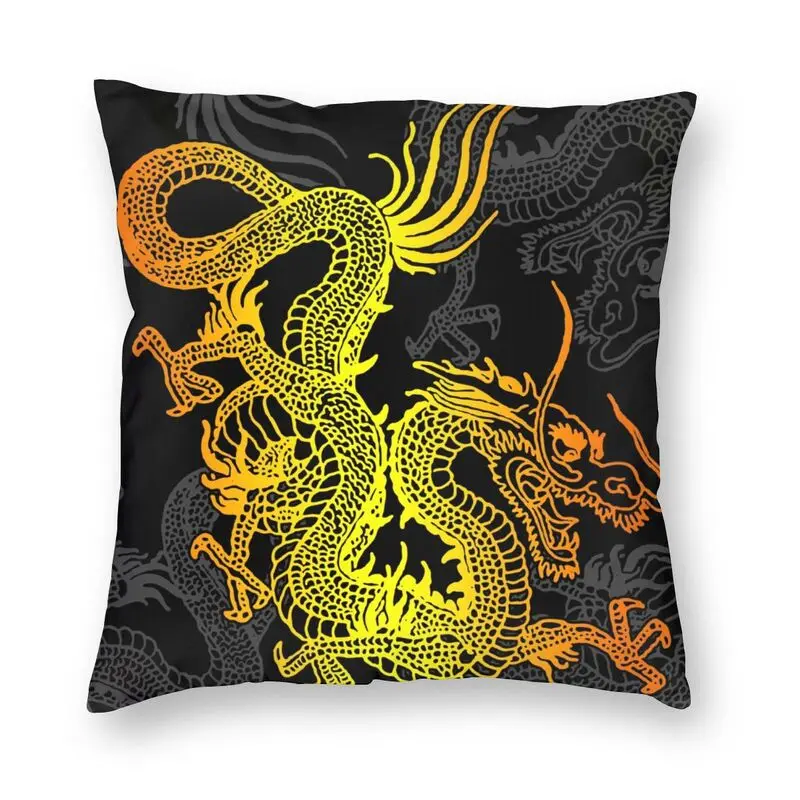 

Наволочка с изображением золотого китайского дракона 40x40, декоративная наволочка с текстурой азиатского племени для гостиной