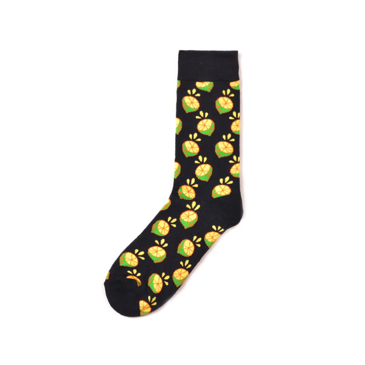 Хип-хоп счастливые мужские носки, банан, авокадо, суши, фрукты, подарок, зима, Harajuku Funky, новинка, дизайнерский бренд, крутой, Crazy INS, черный, Taco - Цвет: lemon socks