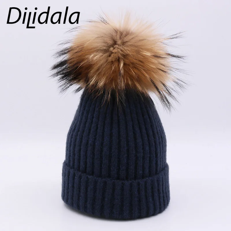 Dilidala, осенне-зимняя вязаная шапка с помпоном скорпиона, теплая шерстяная шапка, шапка из кроличьего кашемира, однотонная шапка с помпоном, мягкая шапка с хеджированием