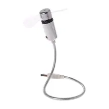 Flexible Gooseneck USB LED Clock Fan with Real Time Display For Notebook PC 