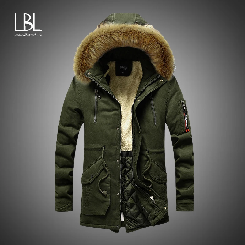 Chaqueta con capucha para hombre, Parkas largas informales con Cuello de  piel, abrigo de algodón grueso y polar cálido a la moda para exteriores,  invierno, 2019|Parkas| - AliExpress
