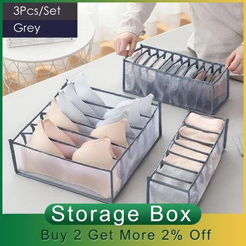 

3Pcs/Set Underwear Bra Organizer Storage Box Socks Scarf Drawer Organizers Container Lattice Mesh Drawer Tidy Divider