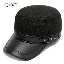 QDKPOTC осень-зима Лоскутные армейские кепки для мужчин среднего возраста классическая женская шляпа в стиле ретро Топ на плоской подошве темно-синяя армейская шляпа бейсболки